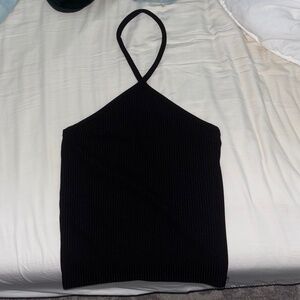 Pigalle Black Halter Crop Top